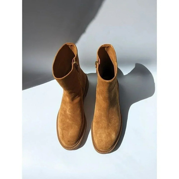 Vince Kady Low Women's Tan Suede Leather Side Zipper Boots Size 6.5 (MSRP $395) - Picture 3 of 8